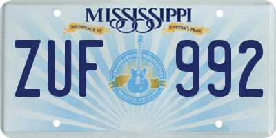 MS license plate ZUF992