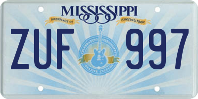 MS license plate ZUF997