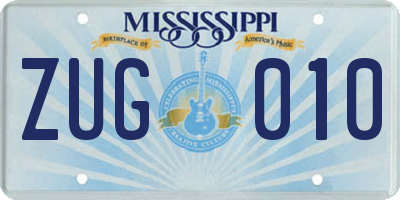 MS license plate ZUG010