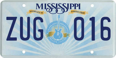 MS license plate ZUG016