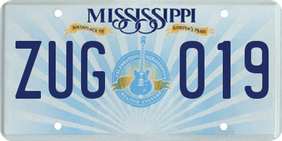 MS license plate ZUG019