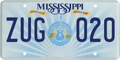 MS license plate ZUG020