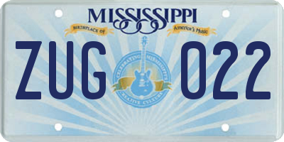 MS license plate ZUG022