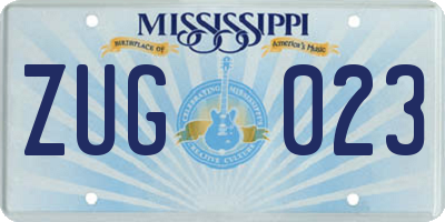 MS license plate ZUG023