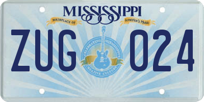 MS license plate ZUG024