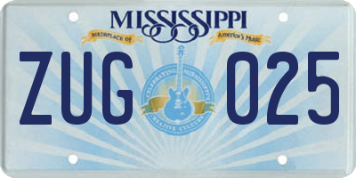 MS license plate ZUG025