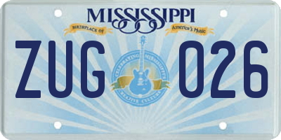 MS license plate ZUG026