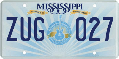 MS license plate ZUG027