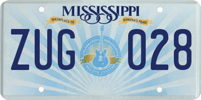 MS license plate ZUG028