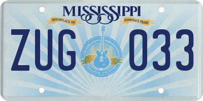 MS license plate ZUG033