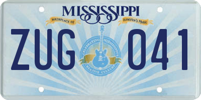 MS license plate ZUG041