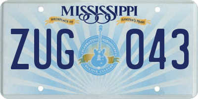 MS license plate ZUG043