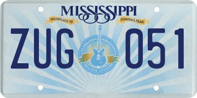 MS license plate ZUG051