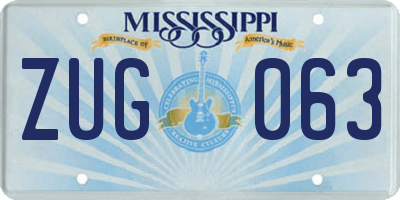 MS license plate ZUG063