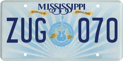 MS license plate ZUG070