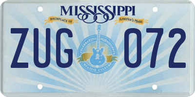 MS license plate ZUG072