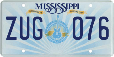 MS license plate ZUG076