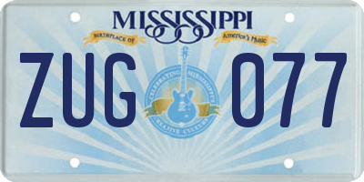 MS license plate ZUG077