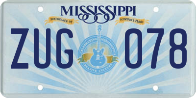 MS license plate ZUG078