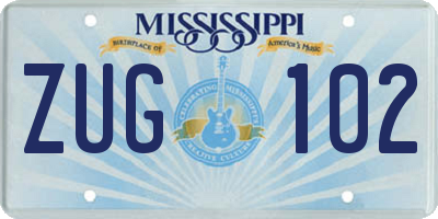 MS license plate ZUG102