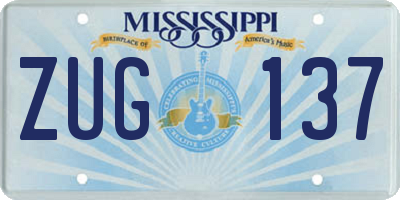 MS license plate ZUG137