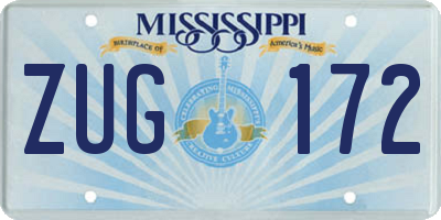 MS license plate ZUG172