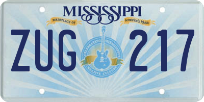 MS license plate ZUG217