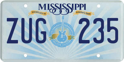 MS license plate ZUG235