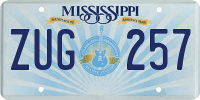 MS license plate ZUG257