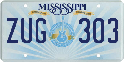 MS license plate ZUG303