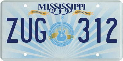 MS license plate ZUG312