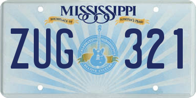 MS license plate ZUG321