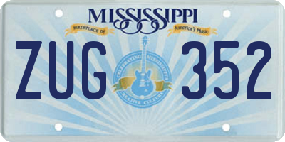 MS license plate ZUG352