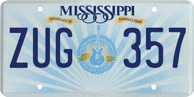 MS license plate ZUG357