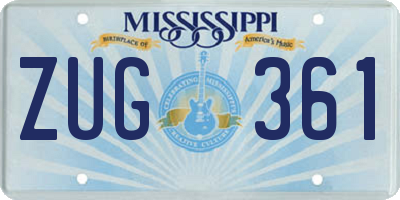 MS license plate ZUG361