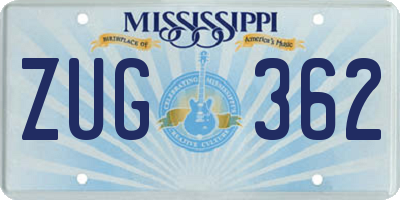 MS license plate ZUG362