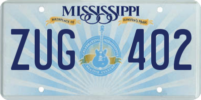 MS license plate ZUG402