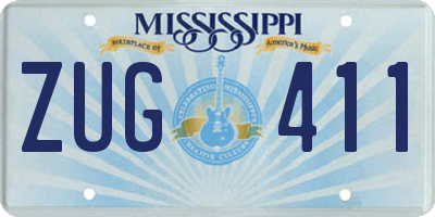 MS license plate ZUG411