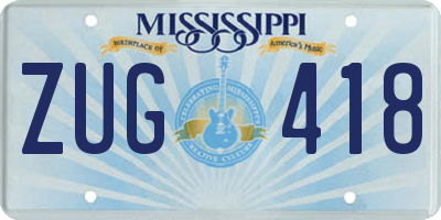 MS license plate ZUG418