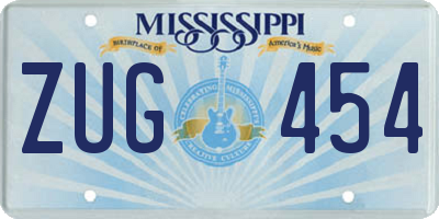 MS license plate ZUG454