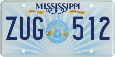 MS license plate ZUG512