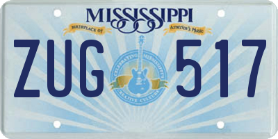 MS license plate ZUG517