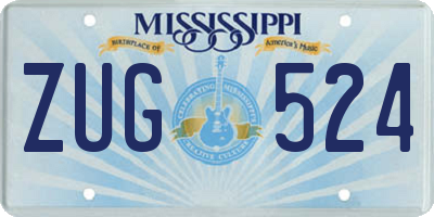 MS license plate ZUG524