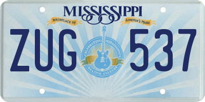 MS license plate ZUG537