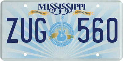 MS license plate ZUG560