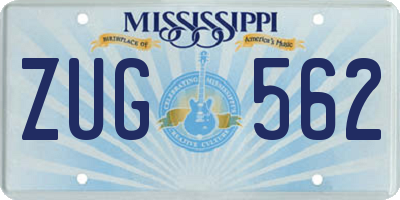 MS license plate ZUG562