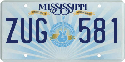 MS license plate ZUG581