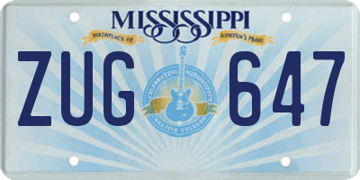 MS license plate ZUG647