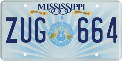 MS license plate ZUG664