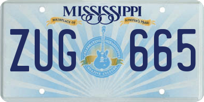 MS license plate ZUG665